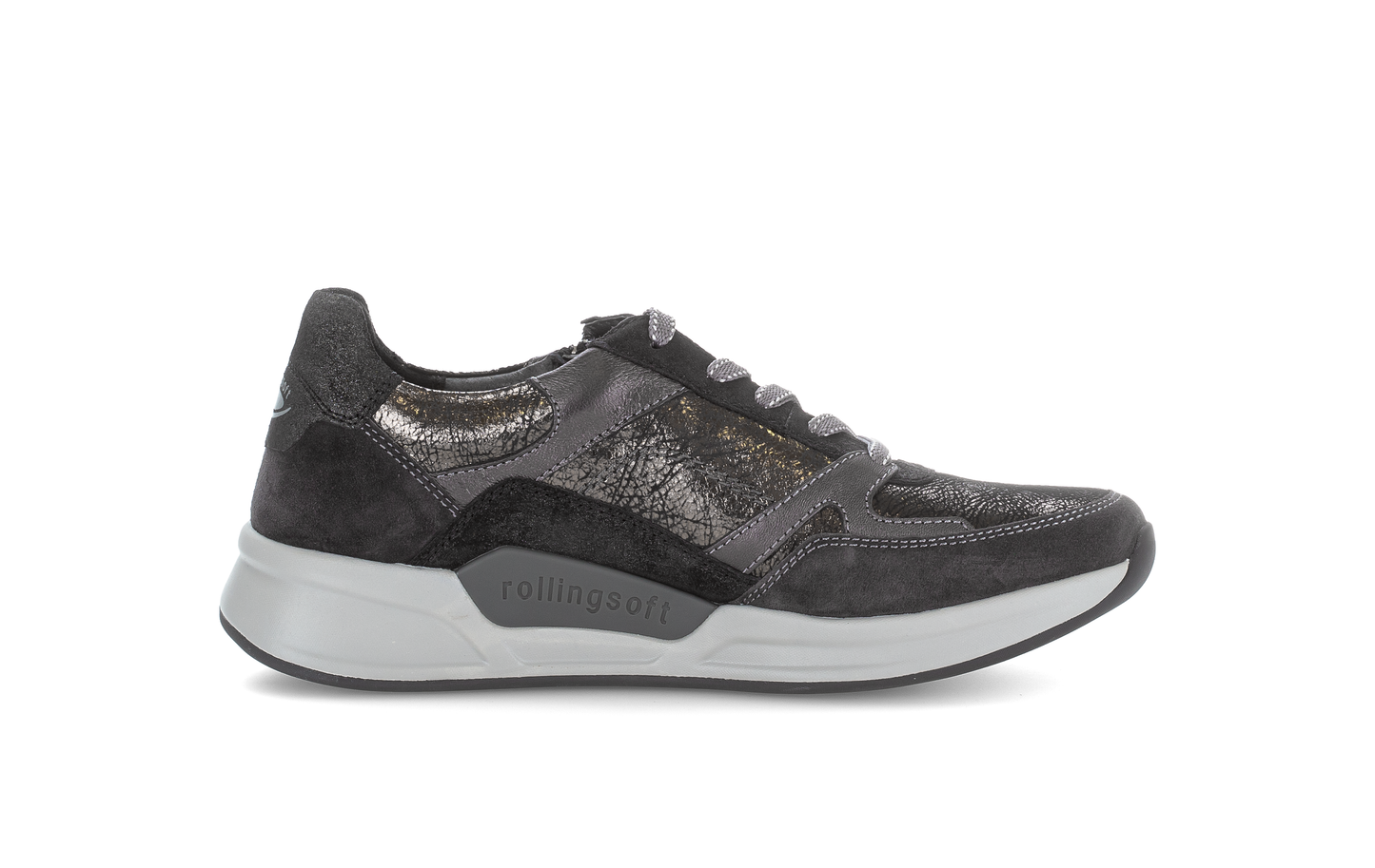 Gabor Rollingsoft 76.958.61 Black, Silver & Dark Grey Combi Sneakers
