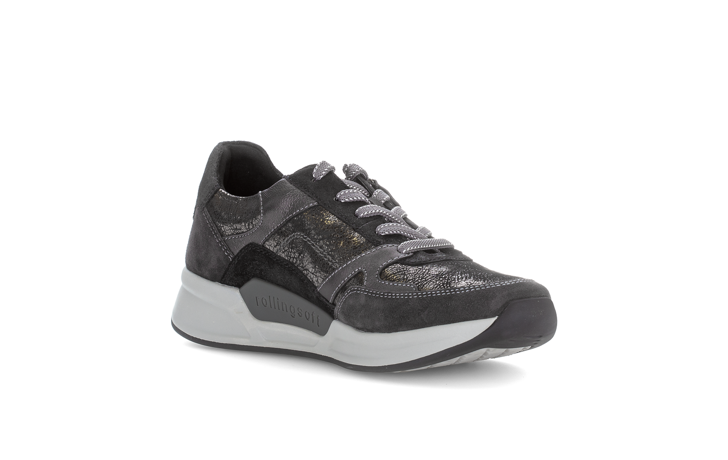 Gabor Rollingsoft 76.958.61 Black, Silver & Dark Grey Combi Sneakers