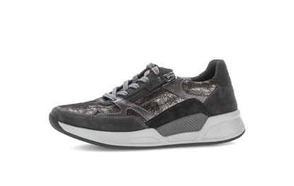 Gabor Rollingsoft 76.958.61 Black, Silver & Dark Grey Combi Sneakers
