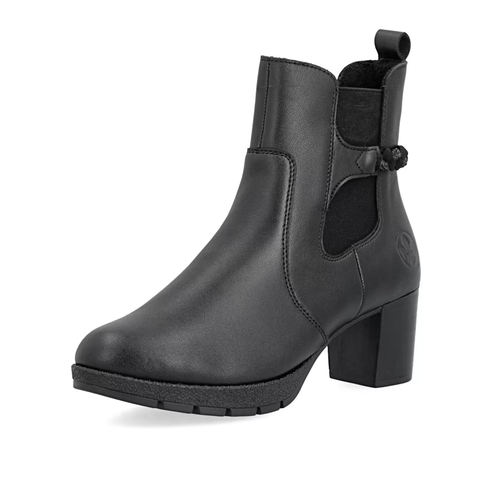 Rieker 77651-00 Black Block Heel Boots