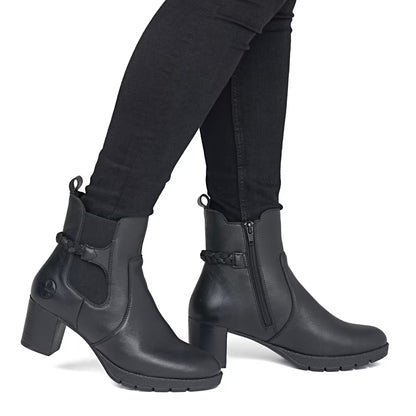 Rieker 77651-00 Black Block Heel Boots