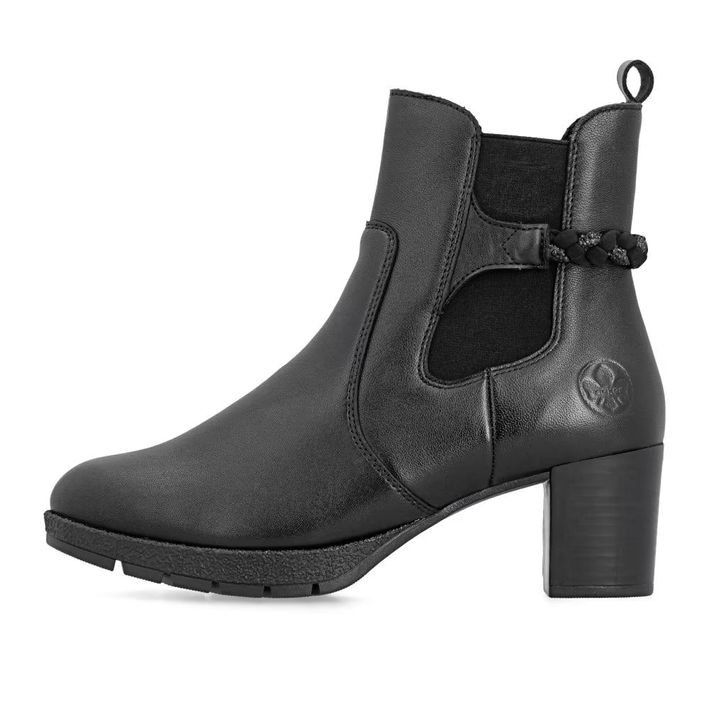 Rieker 77651-00 Black Block Heel Boots
