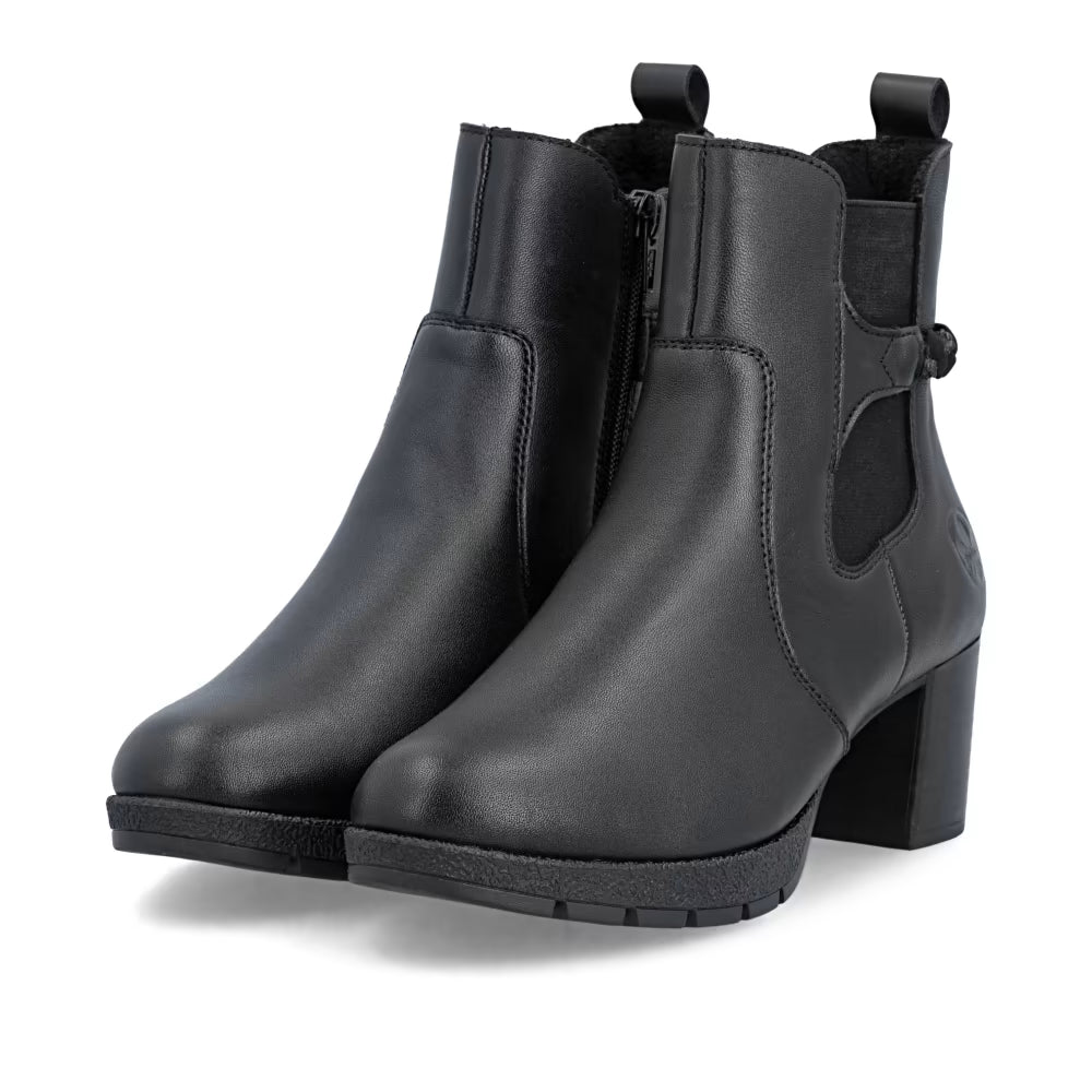 Rieker 77651-00 Black Block Heel Boots
