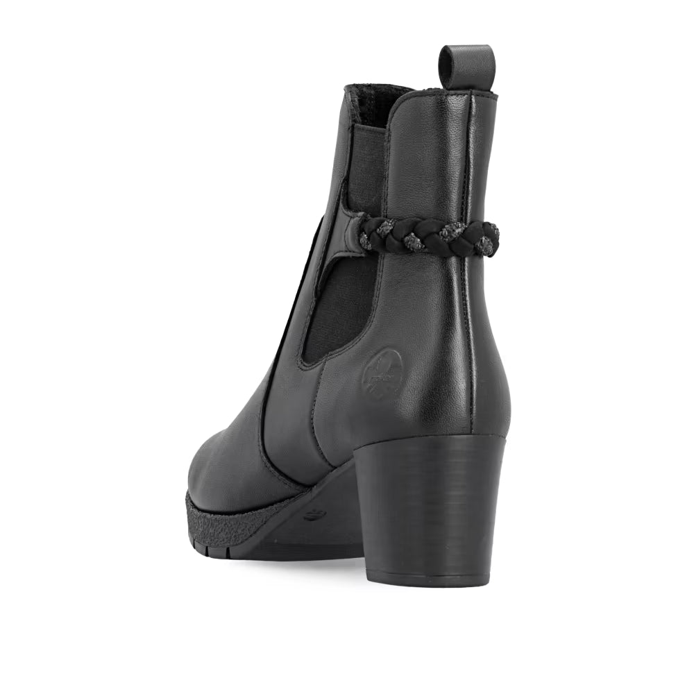 Rieker 77651-00 Black Block Heel Boots