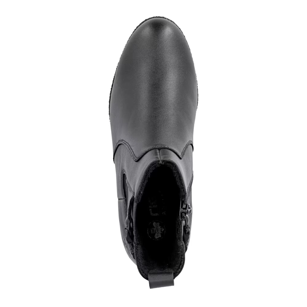 Rieker 77651-00 Black Block Heel Boots