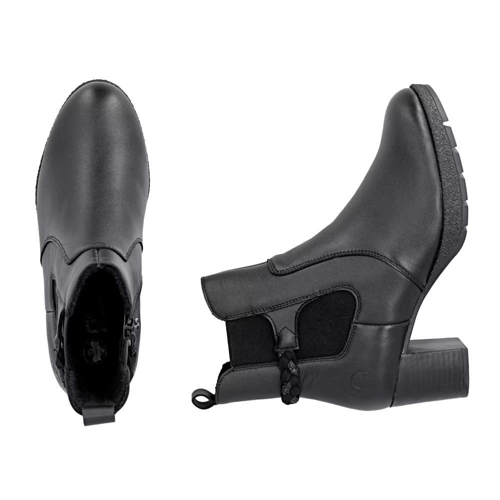 Rieker 77651-00 Black Block Heel Boots