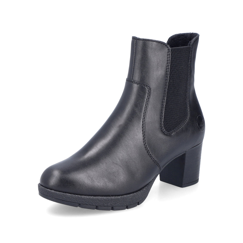 Rieker 77674-00 Black Block Heel Boots