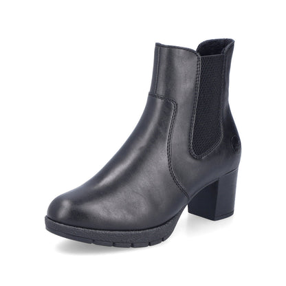 Rieker 77674-00 Black Block Heel Boots