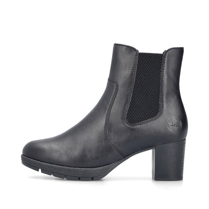 Rieker 77674-00 Black Block Heel Boots