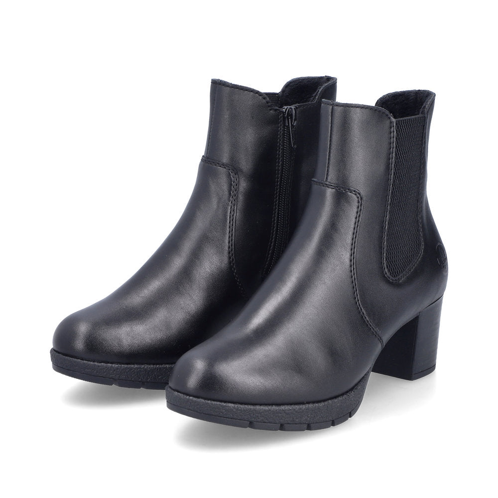 Rieker 77674-00 Black Block Heel Boots