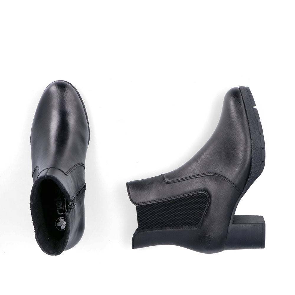 Rieker 77674-00 Black Block Heel Boots