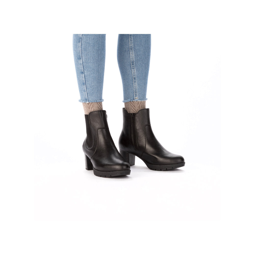 Rieker 77674-00 Black Block Heel Boots