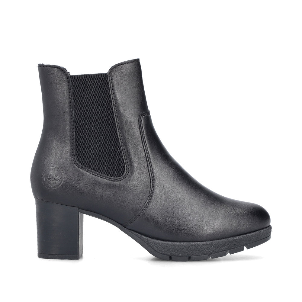 Rieker 77674-00 Black Block Heel Boots