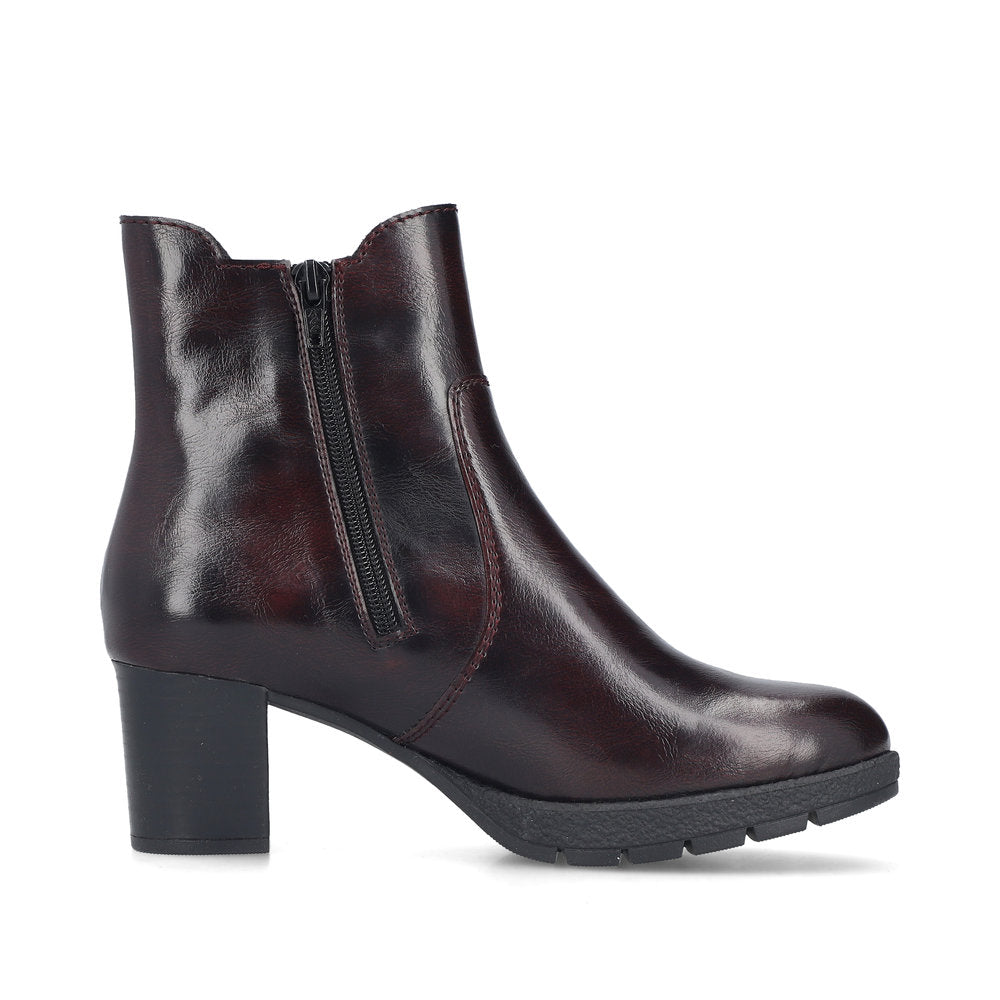 Rieker 77674-35 Wine/Black Block Heel Boots