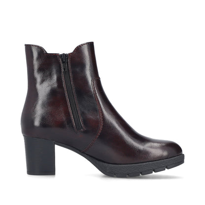 Rieker 77674-35 Wine/Black Block Heel Boots