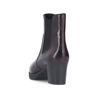Rieker 77674-35 Wine/Black Block Heel Boots