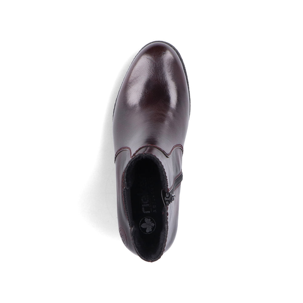 Rieker 77674-35 Wine/Black Block Heel Boots