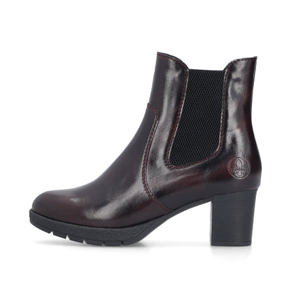 Rieker 77674-35 Wine/Black Block Heel Boots