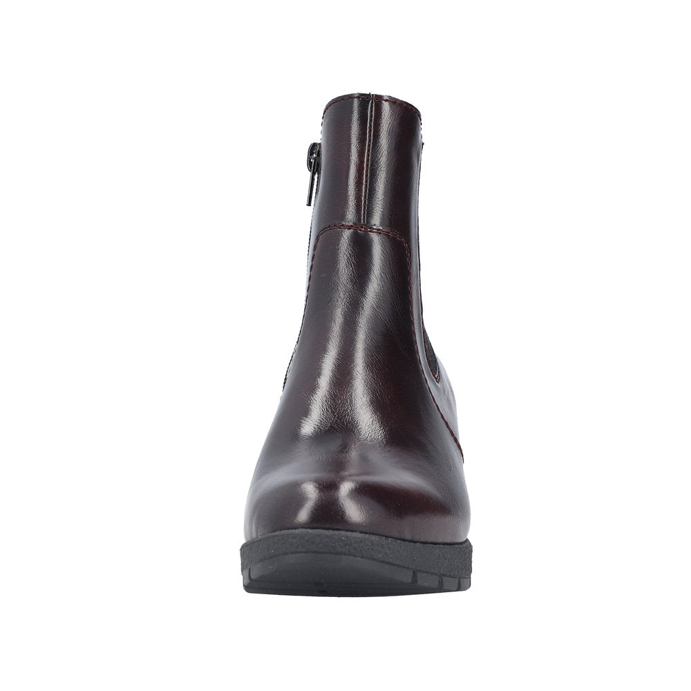 Rieker 77674-35 Wine/Black Block Heel Boots