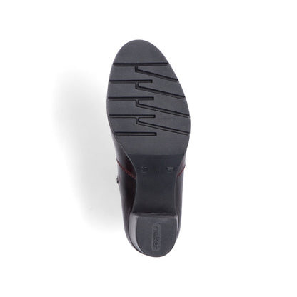 Rieker 77674-35 Wine/Black Block Heel Boots