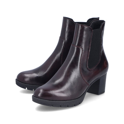 Rieker 77674-35 Wine/Black Block Heel Boots