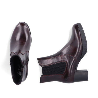 Rieker 77674-35 Wine/Black Block Heel Boots