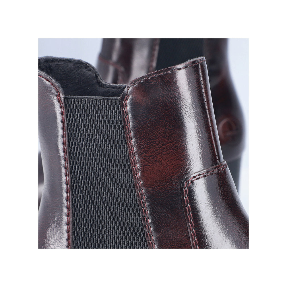 Rieker 77674-35 Wine/Black Block Heel Boots