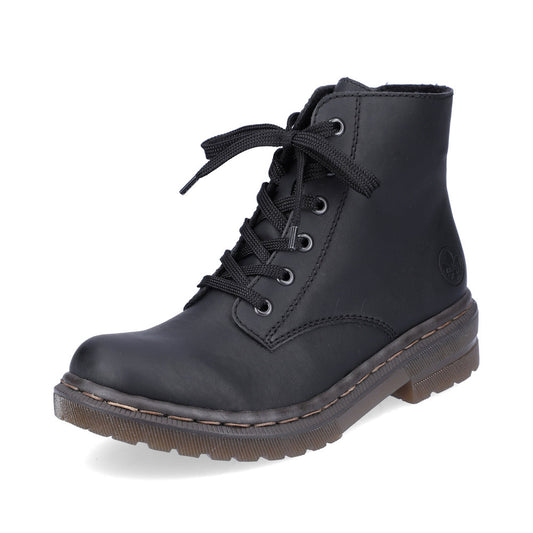 Rieker 78240-00 Black Doc Lace Ankle Boots