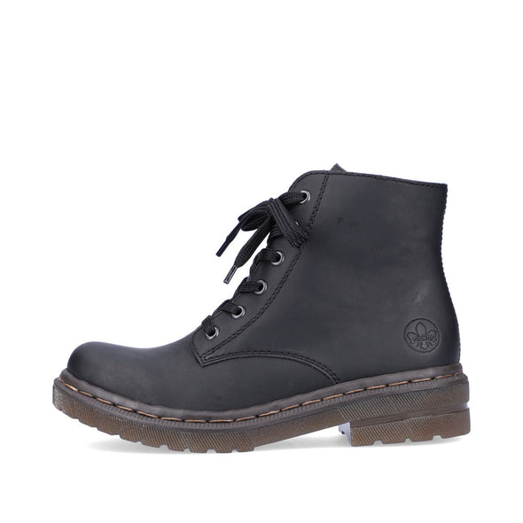Rieker 78240-00 Black Lace Ankle Boots
