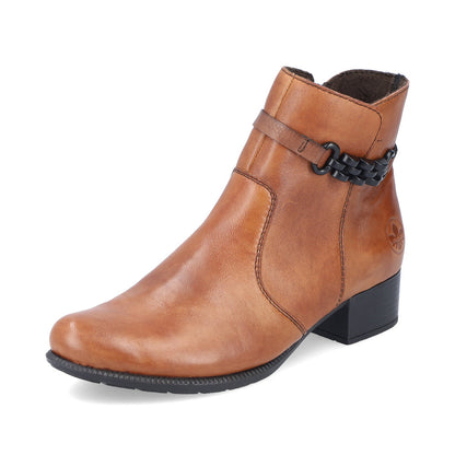 Rieker 78676-25 Chestnut Brown Ankle Boots with Chain/Link Detail