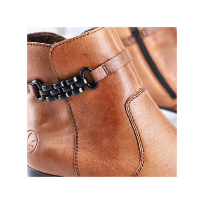 Rieker 78676-25 Chestnut Brown Ankle Boots with Chain/Link Detail