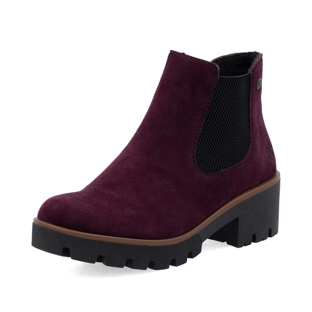 Rieker 79265-30 Plum & Black Ankle Boots