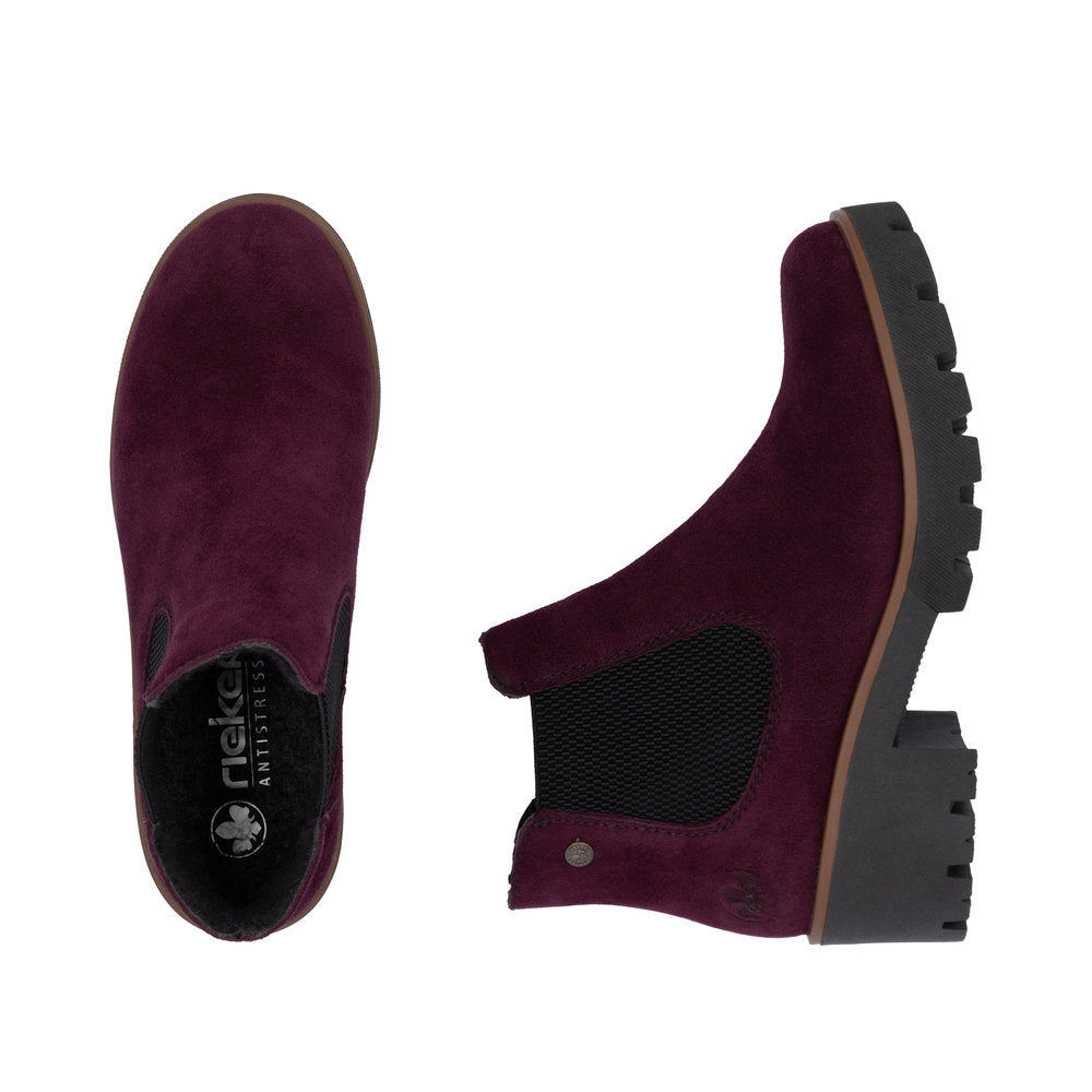 Rieker 79265-30 Plum & Black Ankle Boots
