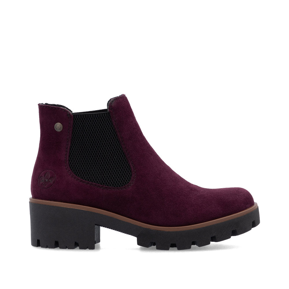 Rieker 79265-30 Plum & Black Ankle Boots