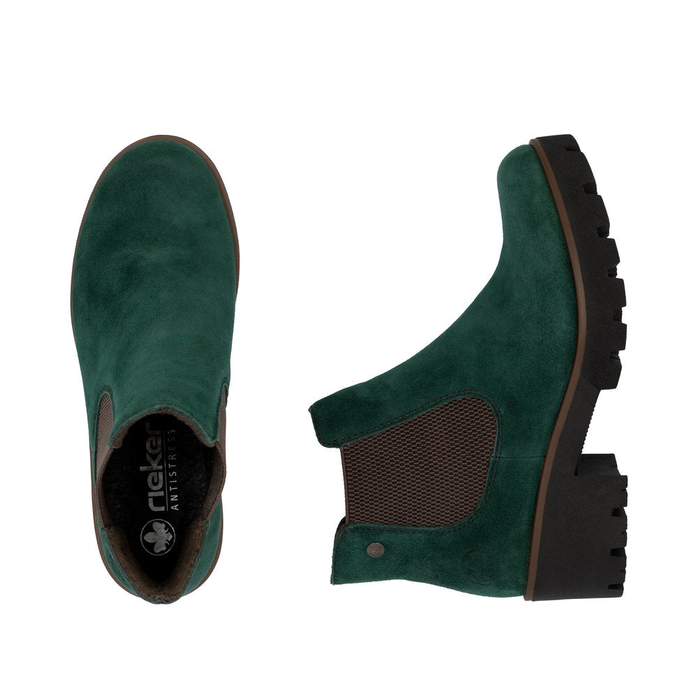 Rieker 79265-55 Bottlegreen & Brown Ankle Boots