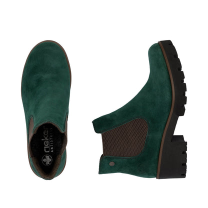 Rieker 79265-55 Bottlegreen & Brown Ankle Boots