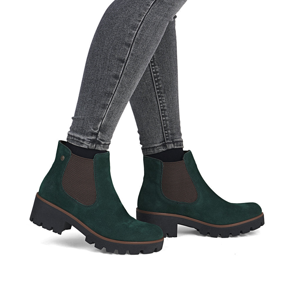 Rieker 79265-55 Bottlegreen & Brown Ankle Boots