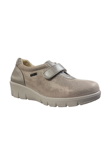 G Comfort 799-3 Gold/Platinum Fantasy Velcro Wedge Shoes