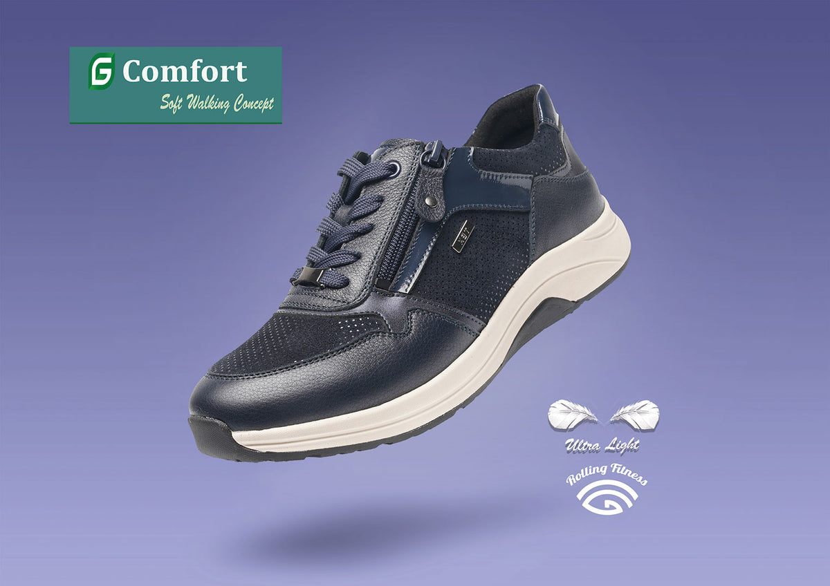 G Comfort R-5189-3L Navy Combi Ultra Light Trainers - Rolling Fitness
