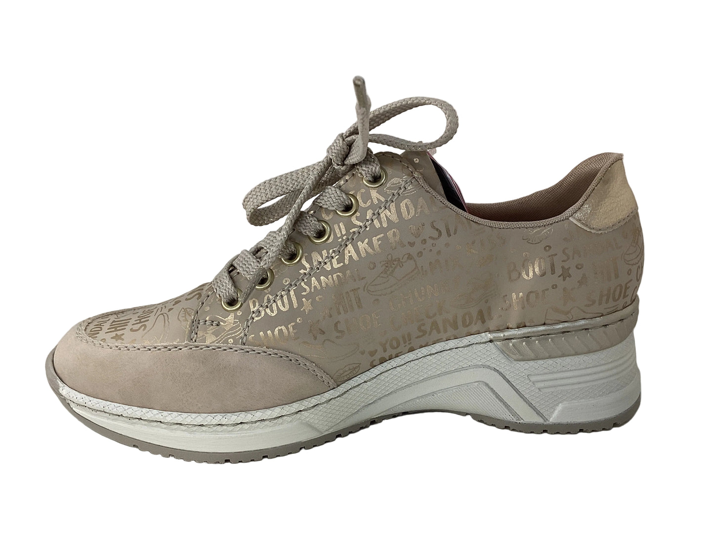 Rieker N4316-62 Ginger Beige & Light Gold G Fit Sneakers with Zip