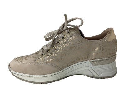 Rieker N4316-62 Ginger Beige & Light Gold G Fit Sneakers with Zip
