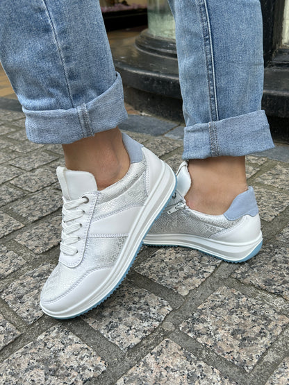 Ara 12-25532 04 Osaka 3.0 H Fit White Reptile & Blue Sneakers