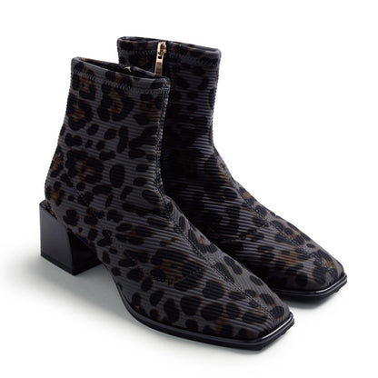 Gioseppo 80794-80794 Grey Leopard Print Ankle Sock Boots