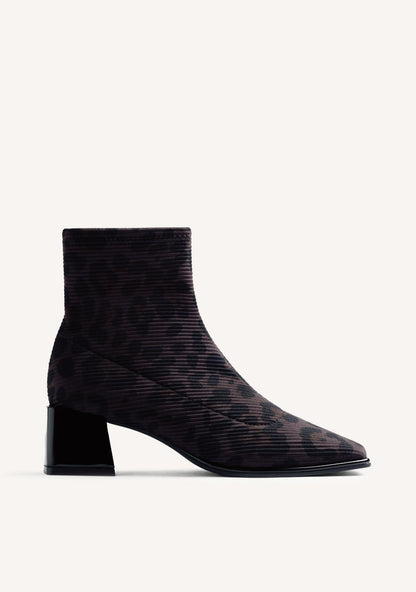 Gioseppo 80794-80794 Black Leopard Print Ankle Sock Boots