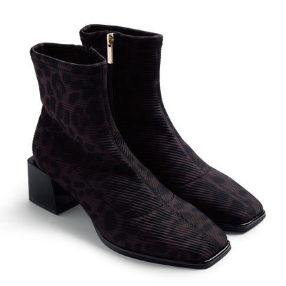 Gioseppo 80794-80794 Black Leopard Print Ankle Sock Boots
