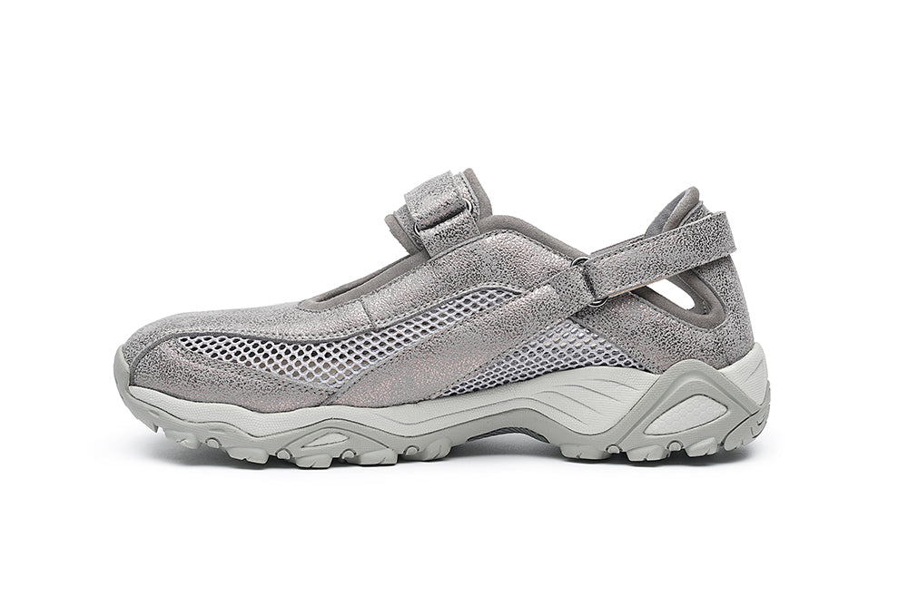 G Comfort 81023 TM Taupe Metallic Mesh Velcro Shoes