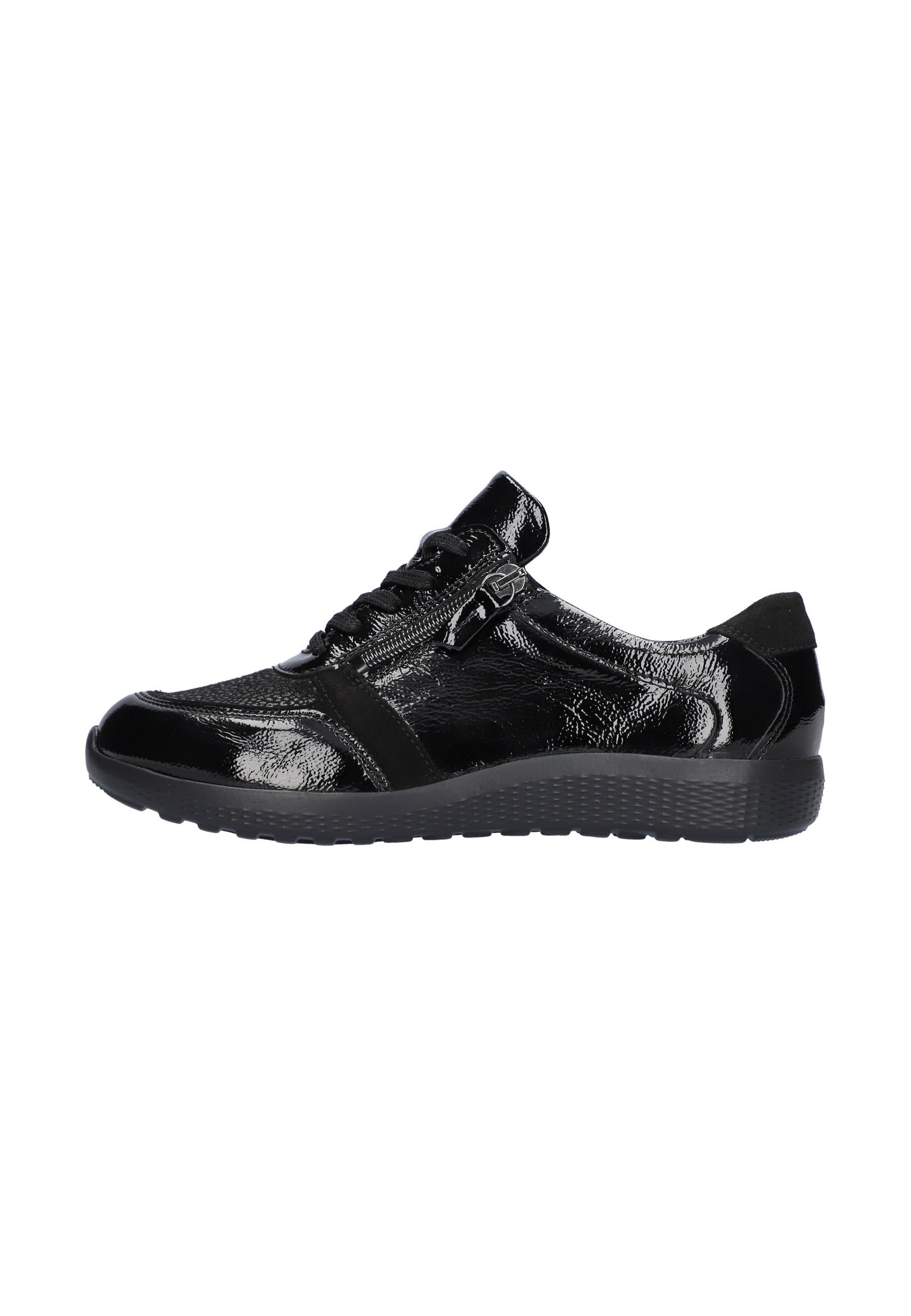 Waldlaufer 815M01 411 001 M Fit Ira Black Patent Lace & Zip Sneakers