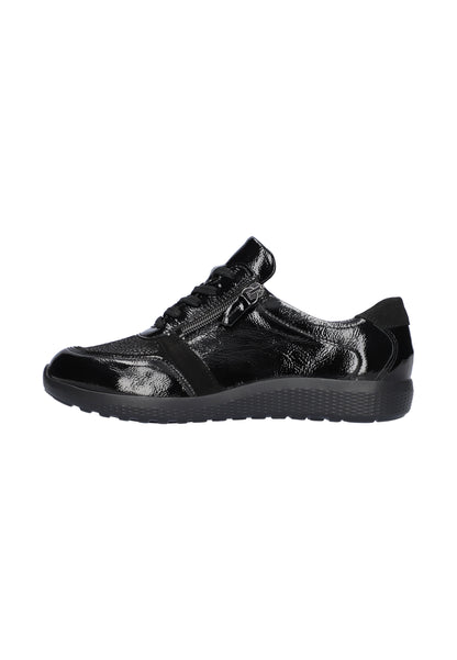 Waldlaufer 815M01 411 001 M Fit Ira Black Patent Lace & Zip Sneakers