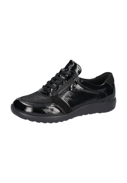 Waldlaufer 815M01 411 001 M Fit Ira Black Patent Lace & Zip Sneakers