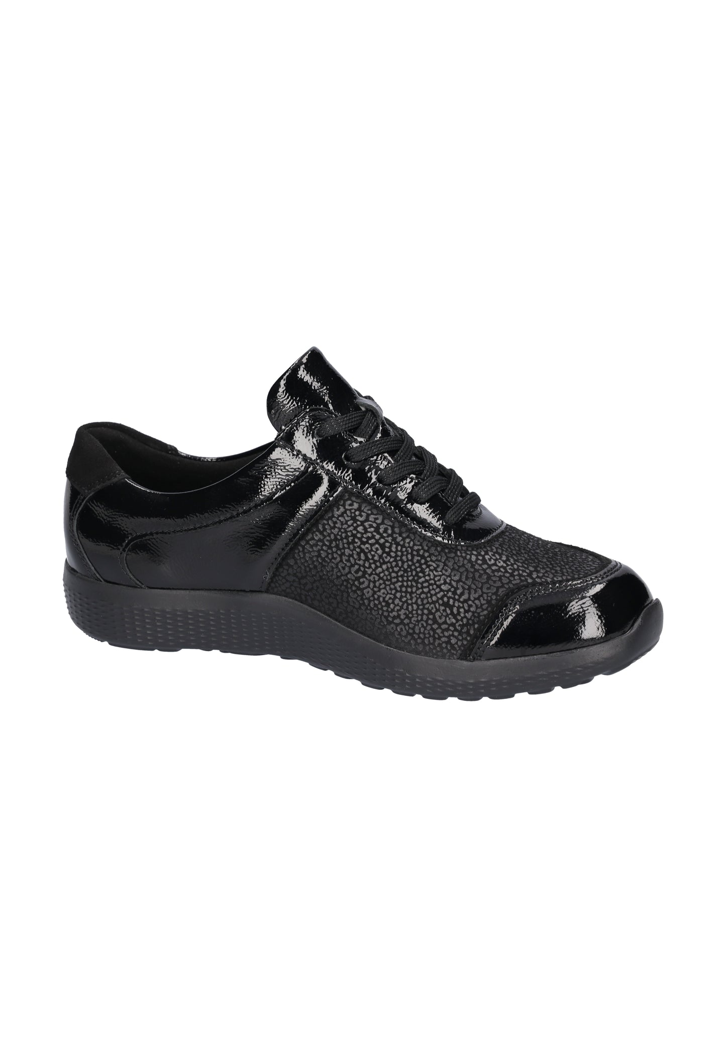 Waldlaufer 815M01 411 001 M Fit Ira Black Patent Lace & Zip Sneakers